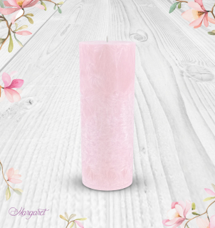 Svíčka Válec 3 (20 cm) – Růžová / Kvetoucí Paříž / Dvojité srdíčko